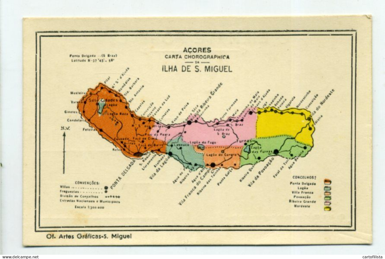 AÇORES, SÃO MIGUEL - Mapa Da Ilha  (2 Scans) - Açores