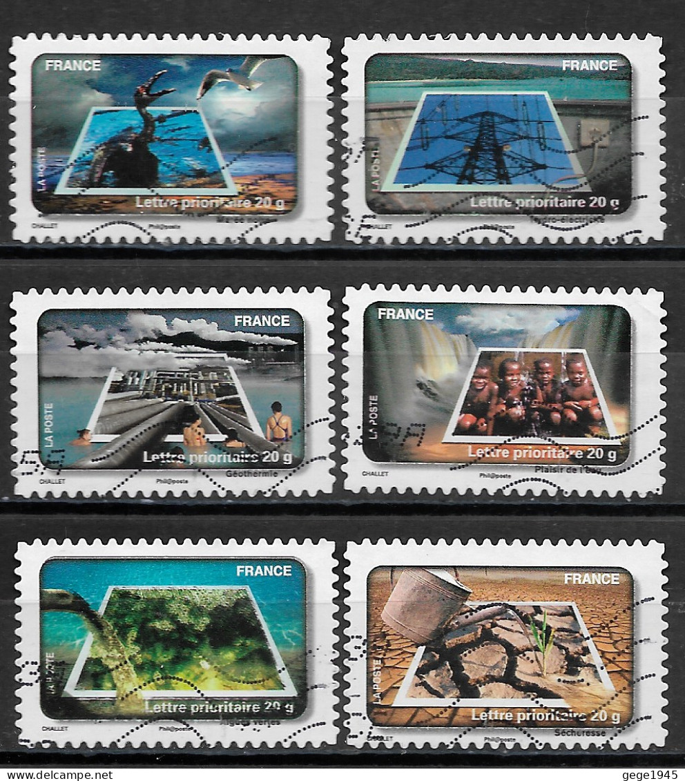 France 2010  Oblitéré  Autoadhésif  N° 404 - 407 - 408 - 410 - 411 - 412   -   Fête Du Timbre  -  L'eau  - - Used Stamps