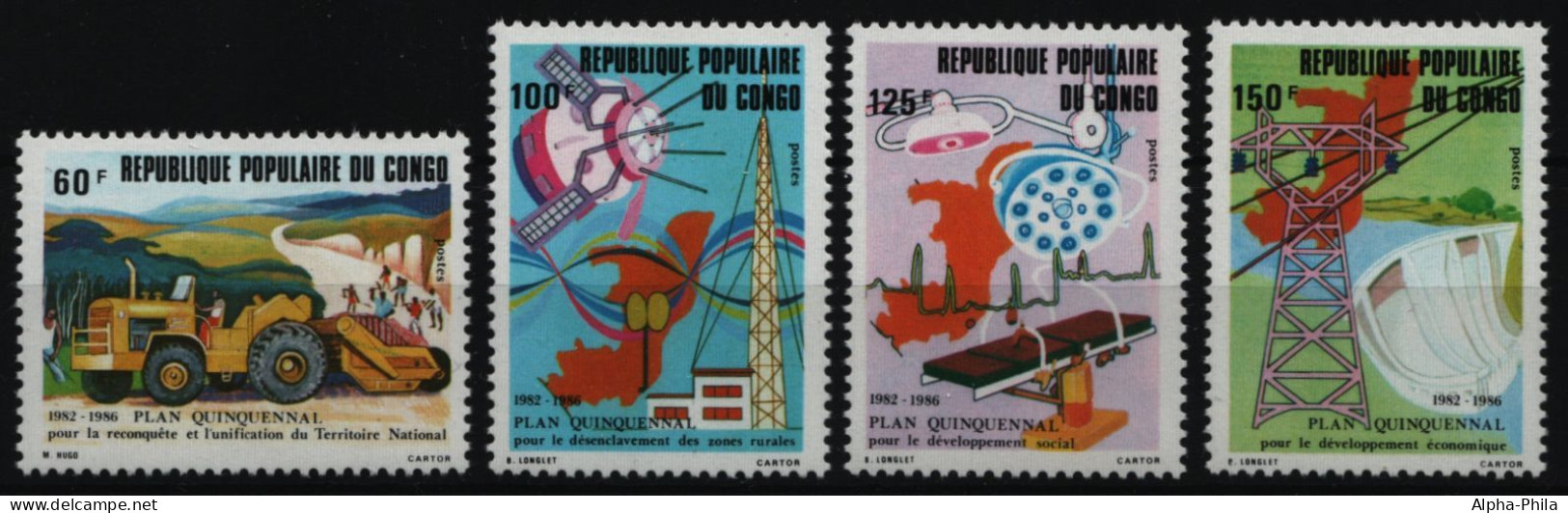 Kongo-Brazzaville 1982 - Mi-Nr. 870-873 ** - MNH - Fünfjahresplan - Neufs
