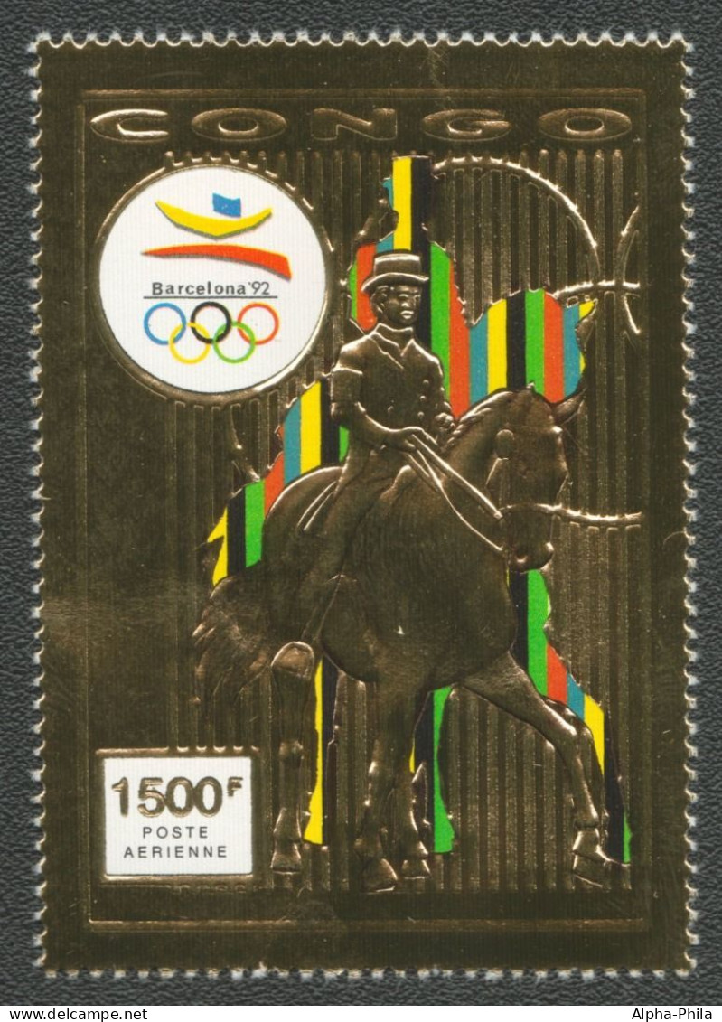 Kongo-Brazzaville 1992 - Mi-Nr. 1349 A ** - MNH - Gold - Olympia Barcelona - Mint/hinged