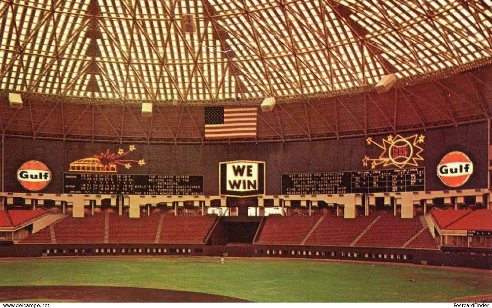 USA Texas Houston Inside Astrodome Baseball Gulf Petrol Spectacular Vintage Postcard - Other & Unclassified