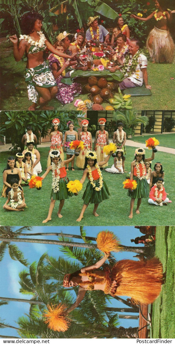 Taihiti Dancer Hula Girls Show 3x Hawaii Glamour Postcard S - Altri & Non Classificati