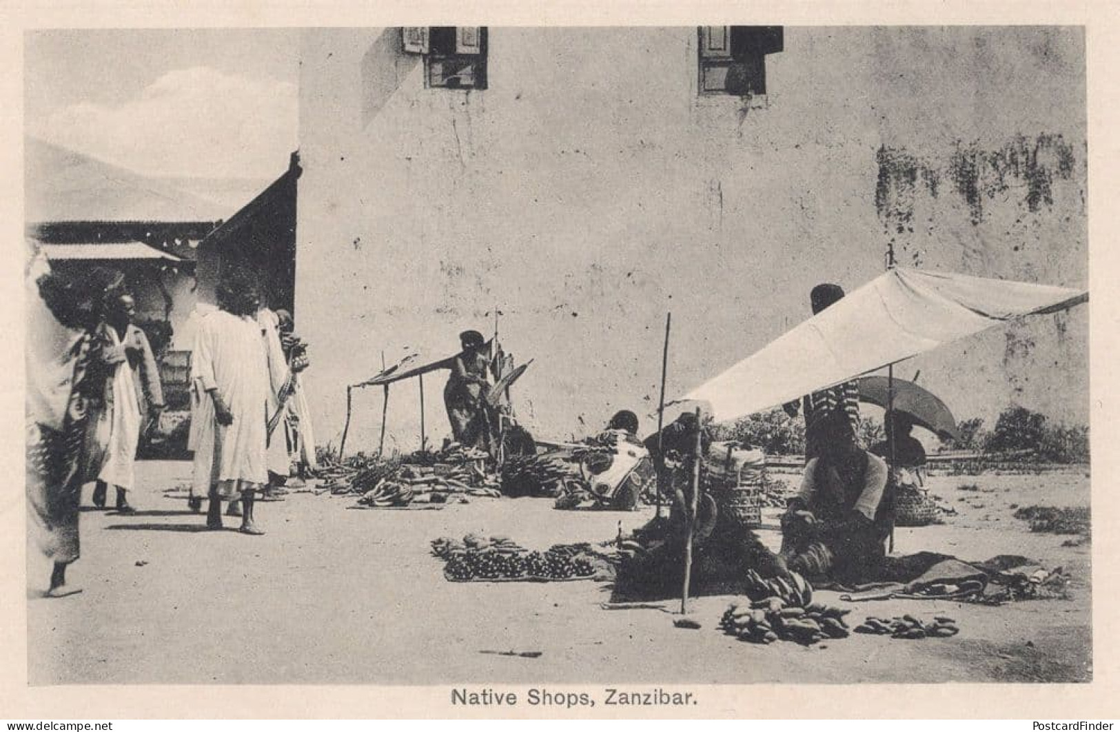 Zanzibar Native Shops Market Shoe Sellers Africa Old Postcard - Unclassified