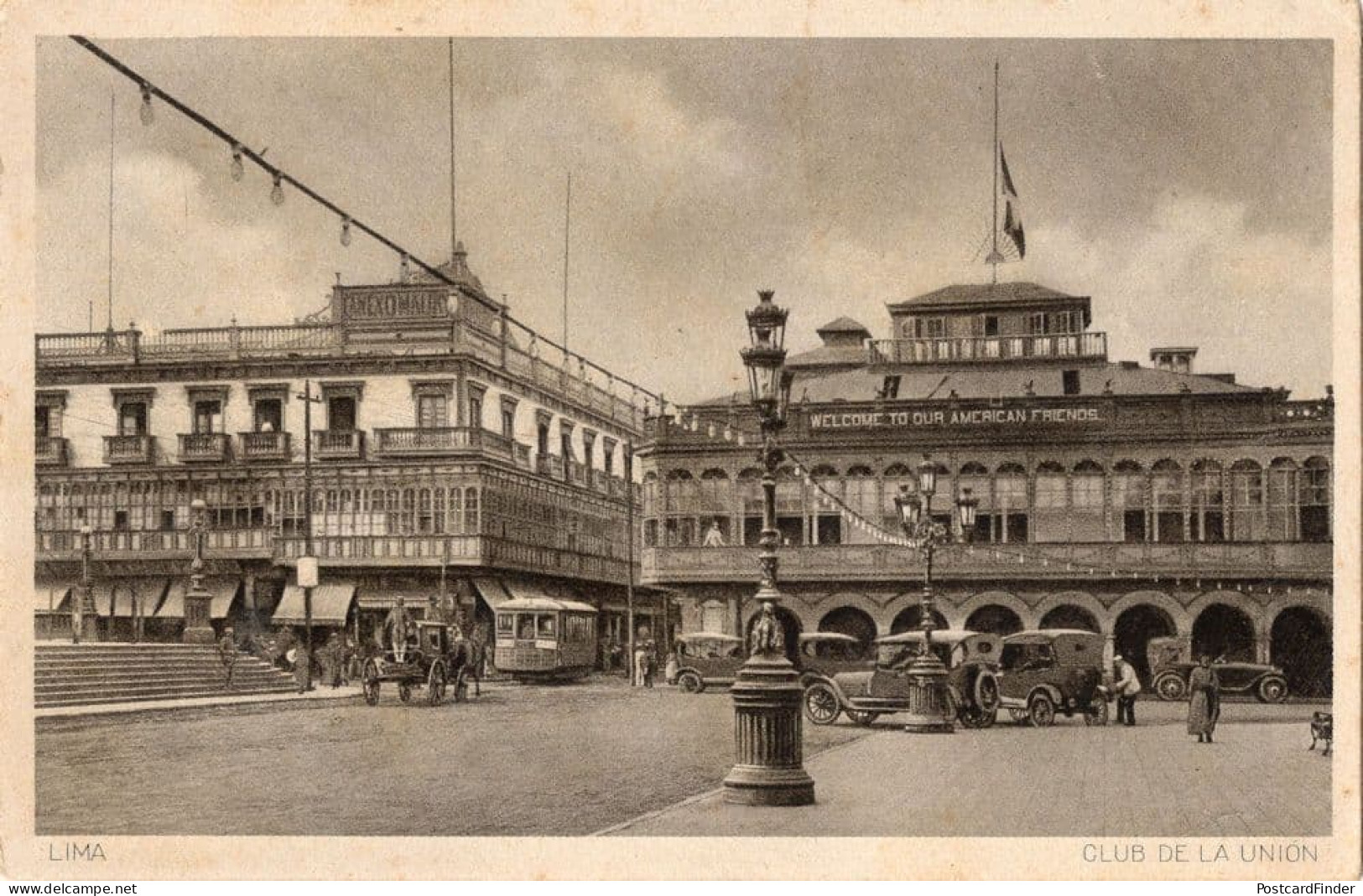 Lima Club De La Union Plaza De Armas Peru Old Postcard - Pérou