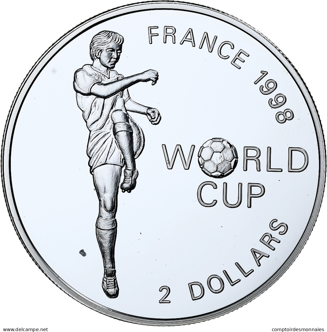Bahamas, 2 Dollars, World Cup France 1998, 1997, Argent, FDC - Bahama's
