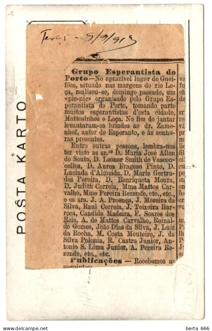 Portugal * Grupo Esperantista Do Porto * Esperanto * Foto De Grupo * Piquenique Em Guifões - Matosinhos * 1913 - Esperanto