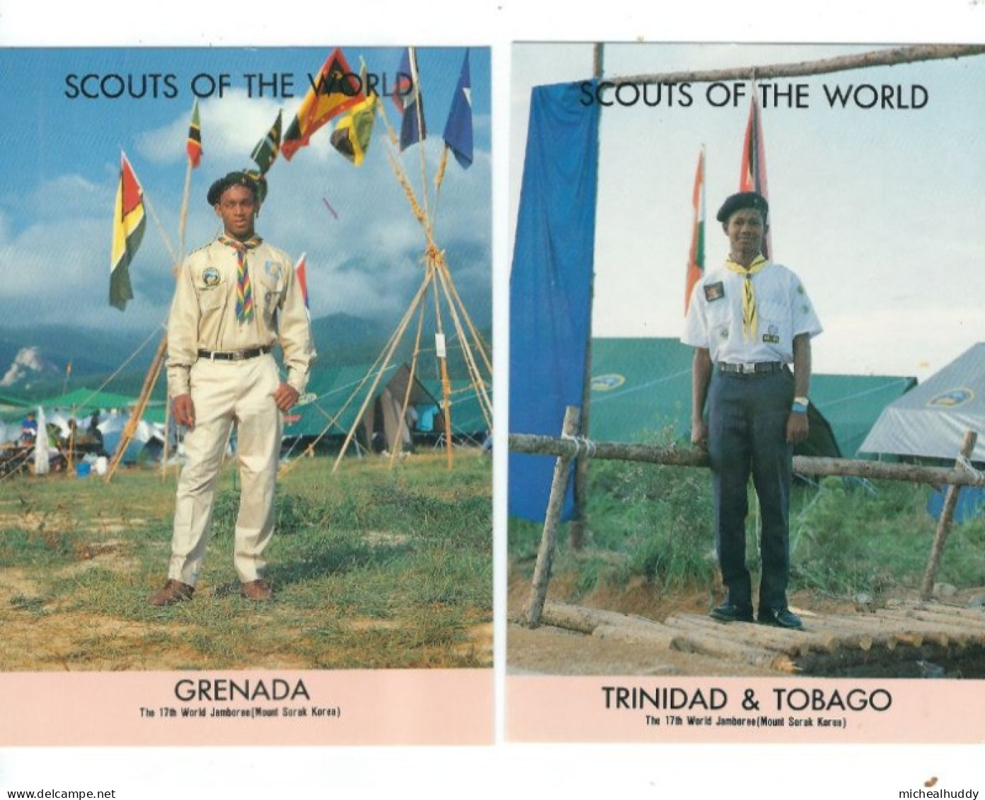 2 POSTCARDS SCOUTS OF THE WORLD CARRIBEAN - Scoutisme