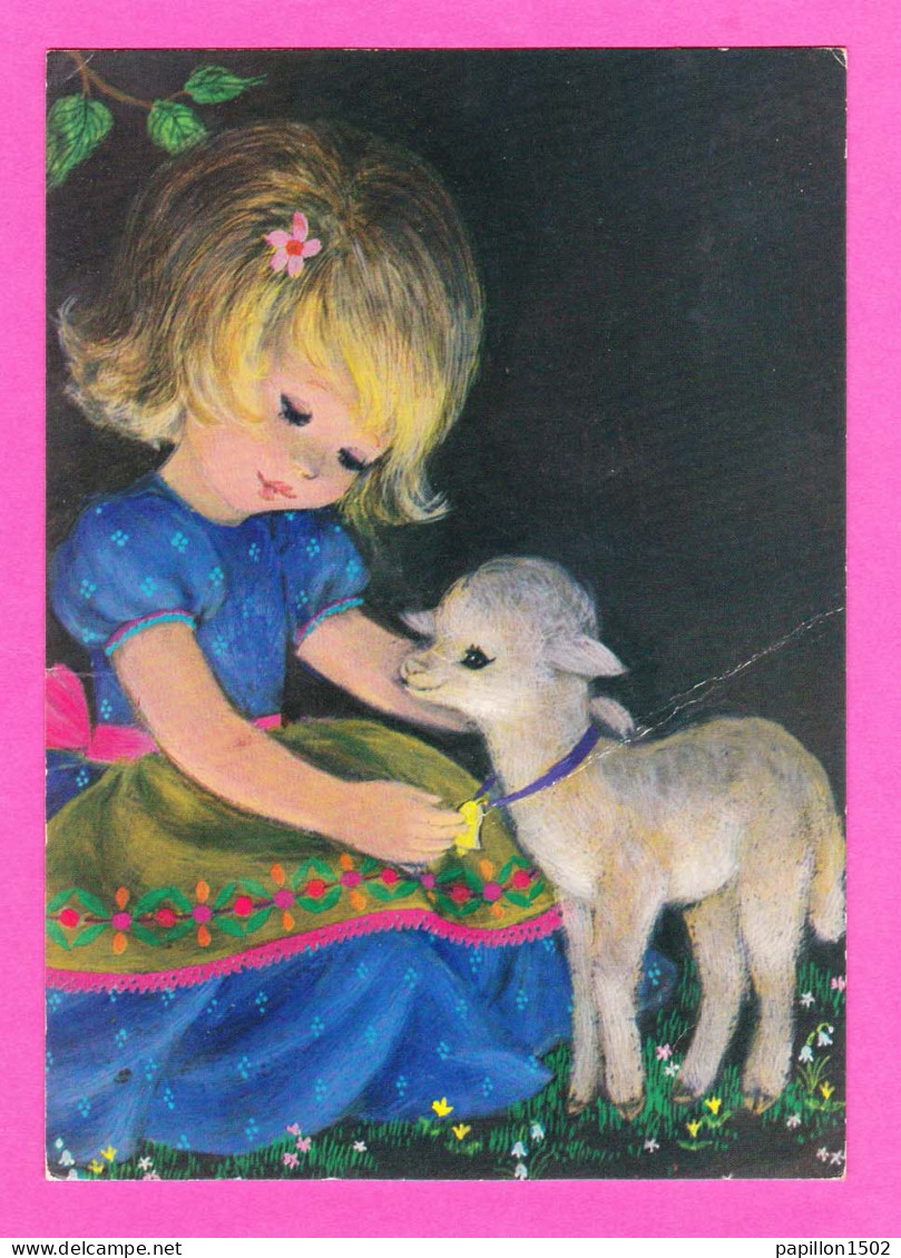 Illust-163P14 Fillette Avec Un Petit Mouton - Contemporary (from 1950)