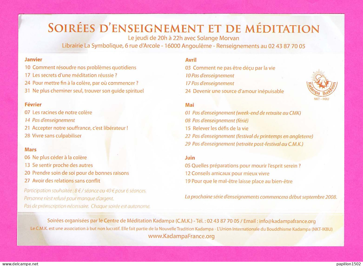 Pub-140P6 ANGOULEME Bouddhisme Et Méditation - Publicité