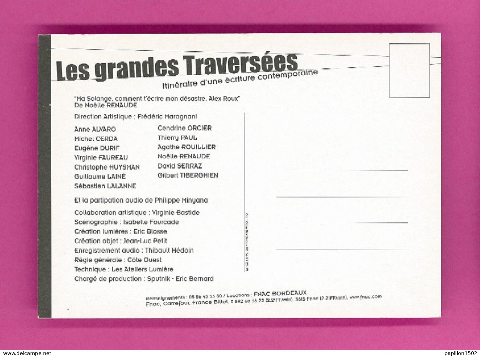 Pub-150PH5 Les Grandes Traversées, Théâtre De Bordeaux, BE - Publicité