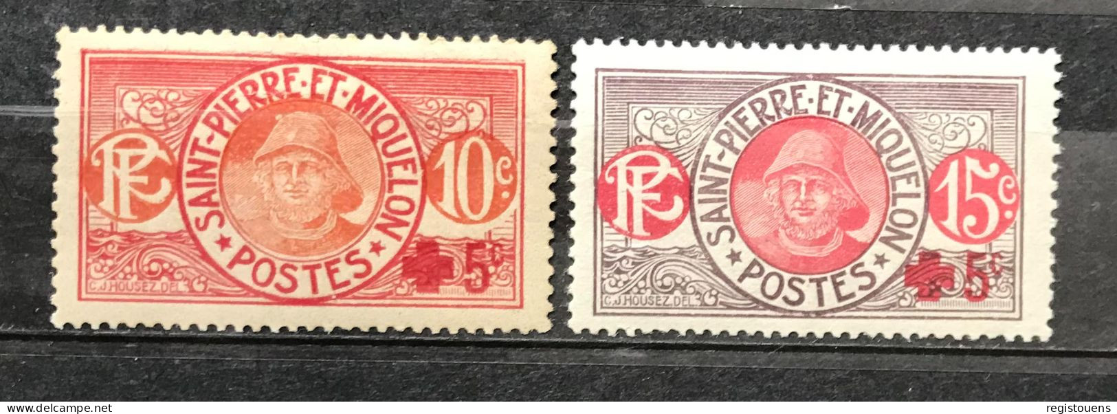 Lot De 2 Timbres Neufs* Saint Pierre Et Miquelon 1915 - Unused Stamps