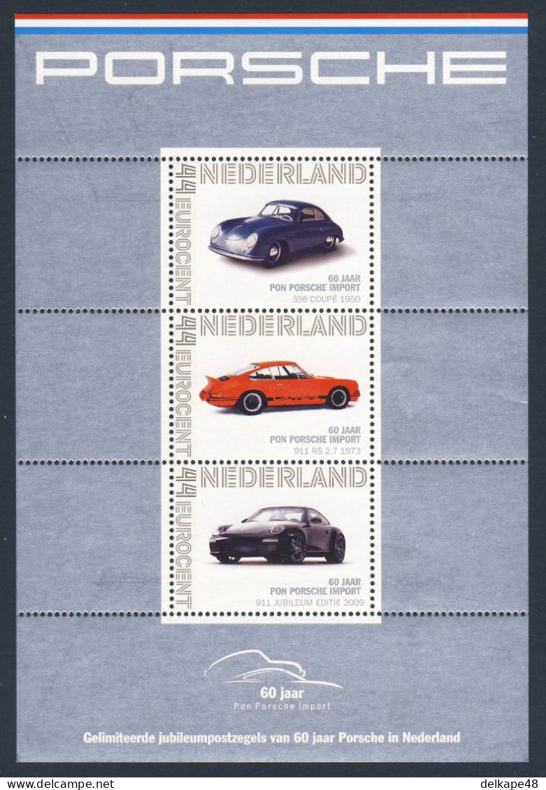 Nederland Netherlands Pays Bas 2009 NVPH 2563 ** 356 Coupe (1950) / 911RS 2.7(1973 / 911 Jubileum Editie - Pon Porsche - Automobili