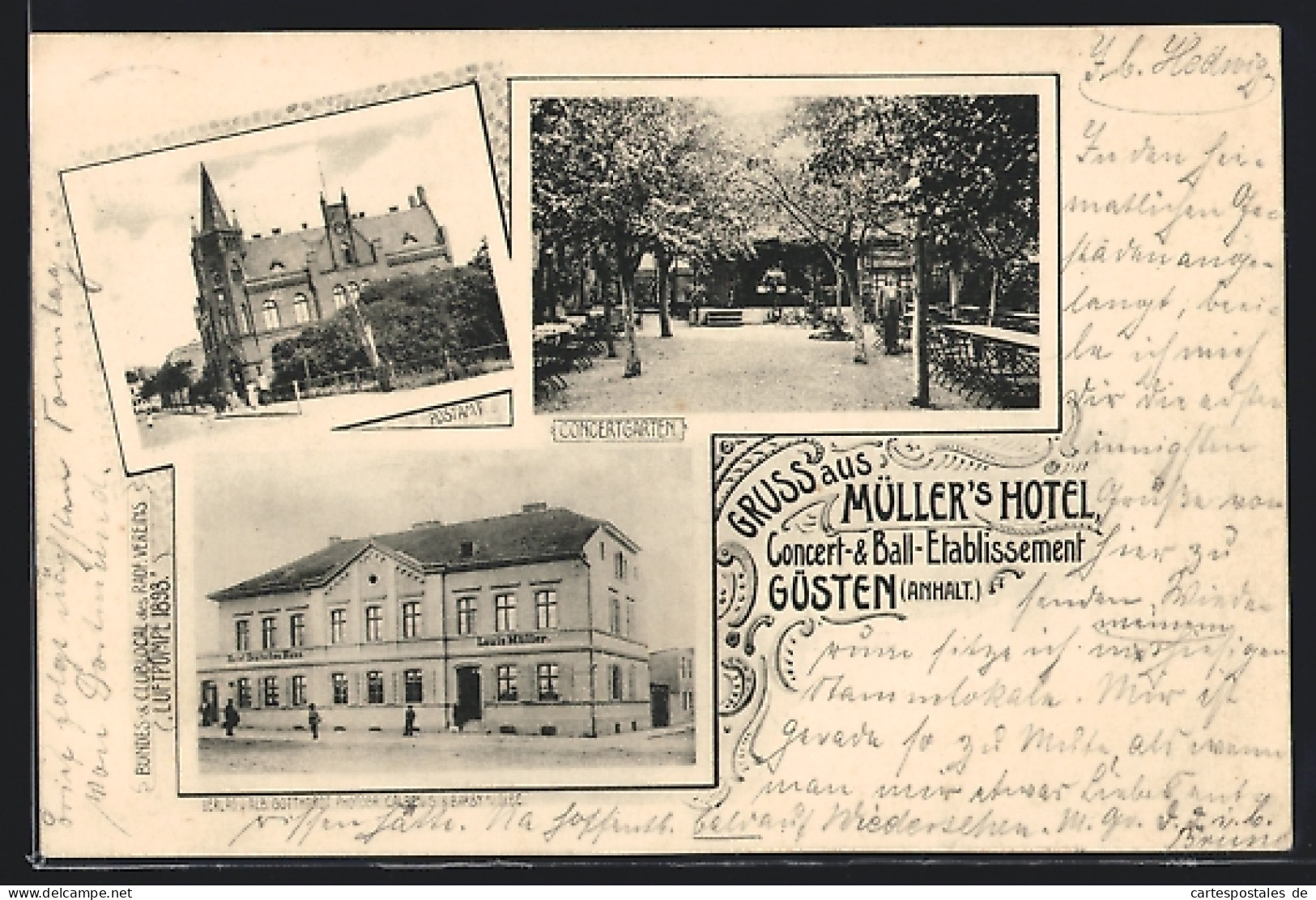 AK Güsten /Anhalt, Müller`s Hotel, Konzertgarten, Postamt  - Sonstige & Ohne Zuordnung