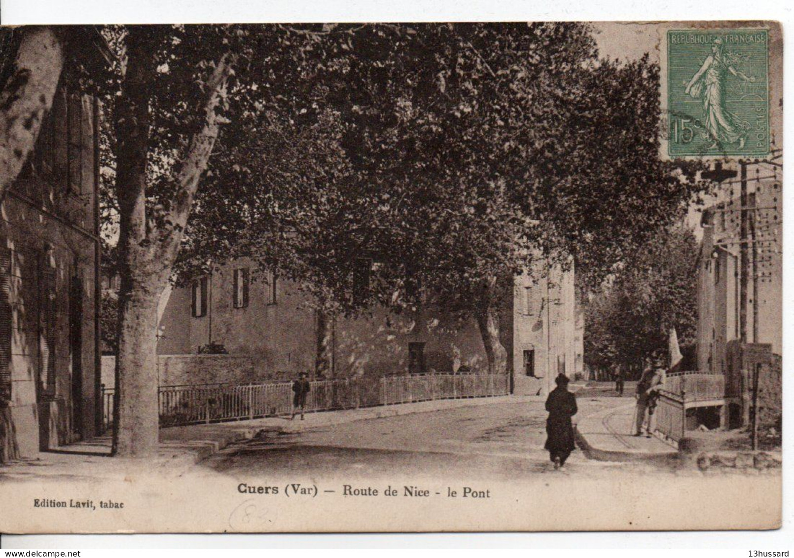 Carte Postale Ancienne Cuers - Route De Nice. Le Pont - Cuers