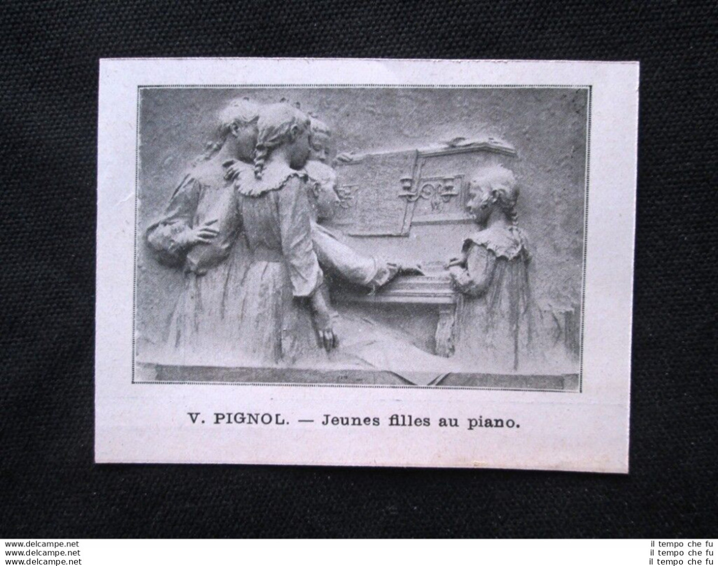 Scultura Al Salone 1905: Pignol - Giovani Ragazze Al Pianoforte Stampa Del 1905 - Sonstige & Ohne Zuordnung