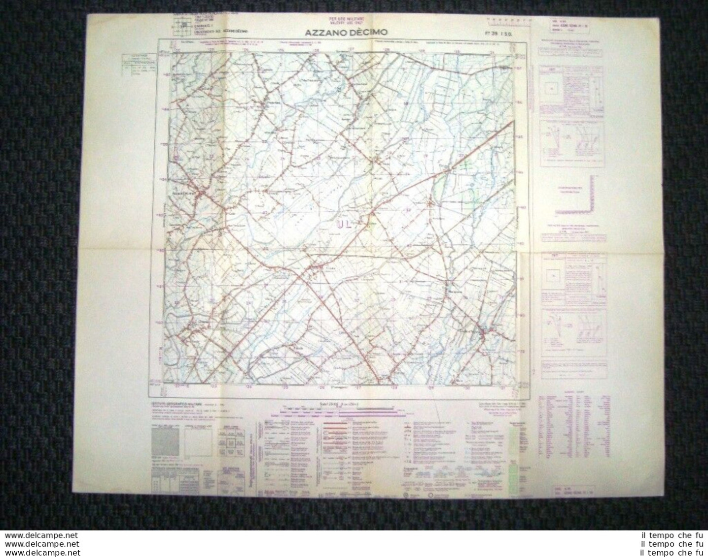 Grande Carta Topografica Azzano Decimo O Dassan Pordenone Friuli Dettagliata IGM - Mapas Geográficas