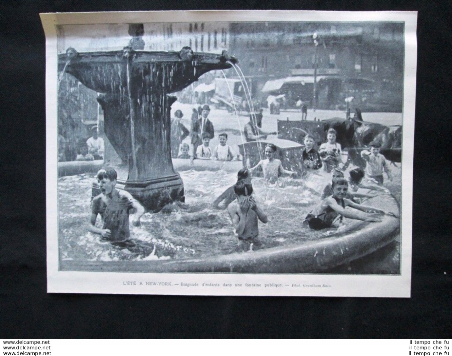 L'estate A New York - Bagno Di Bambini In Una Fontana Pubblica Stampa Del 1905 - Other & Unclassified