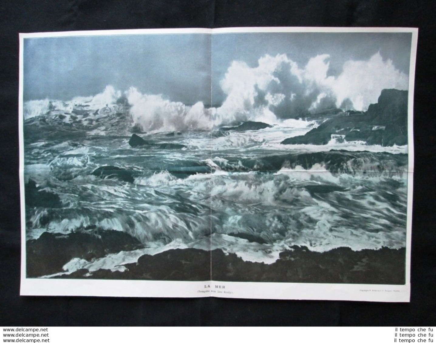 STAMPA ENORME!! Il Mare - Tempesta Alle Isole Scilly  Stampa Del 1905 - Otros & Sin Clasificación