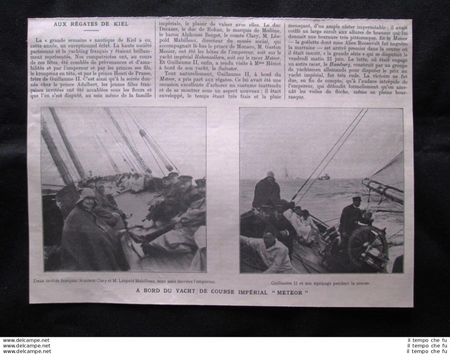 Regate Di Kiel: A Bordo Della Nave Da Corsa Imperiale Meteor Stampa Del 1907 - Sonstige & Ohne Zuordnung