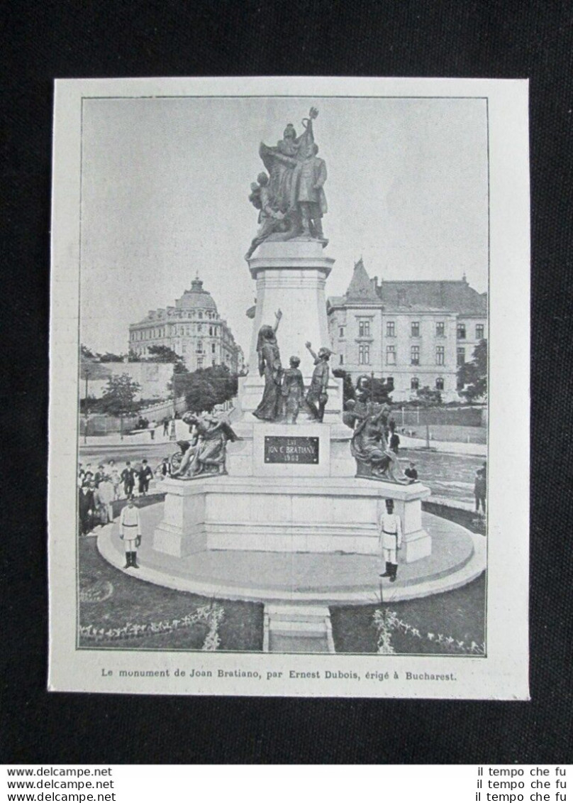 Monumento Di Joan Bratiano, Di Ernest Dubois, Eretto A Bucarest Stampa Del 1903 - Altri & Non Classificati