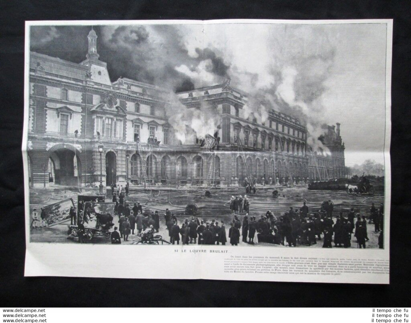 STAMPA ENORME!! Incendio Al Museo Del Louvre Di Parigi, 8 Marzo 1905 - Altri & Non Classificati