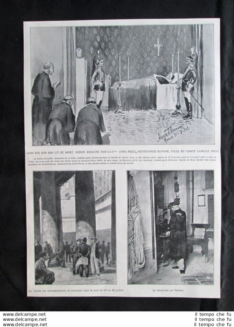 Leone XIII Su Letto Di Morte, Disegno Della Contessa Anna Pecci Stampa Del 1903 - Altri & Non Classificati