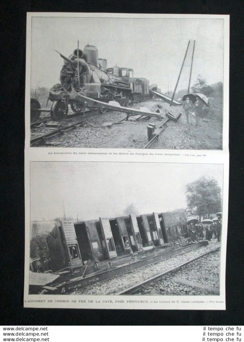 L'incidente Della Ferrovia De La Cave, Nei Pressi Di Périgueux Stampa Del 1902 - Andere & Zonder Classificatie