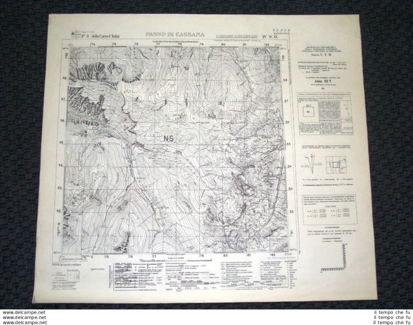 Grande Carta Topografica Passo Di Cassana E Dintorni Dettagliatissima I.G.M. - Geographical Maps