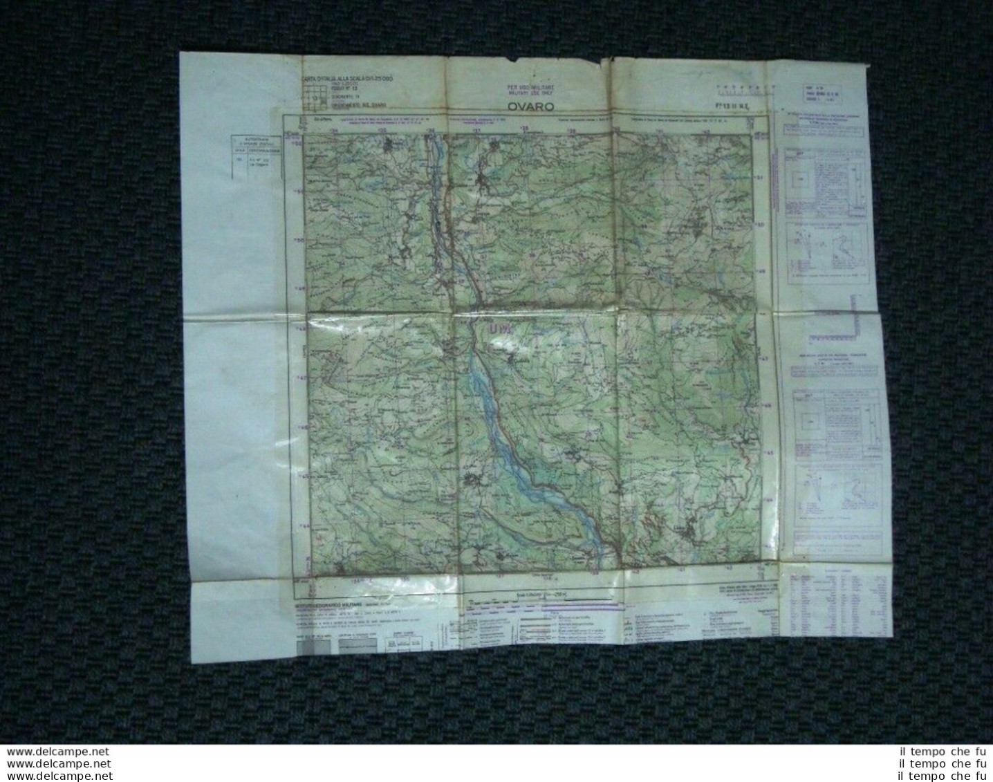 Grande Carta Topografica Ovaro O Davar Udine Friuli Dettagliatissima I.G.M - Geographical Maps