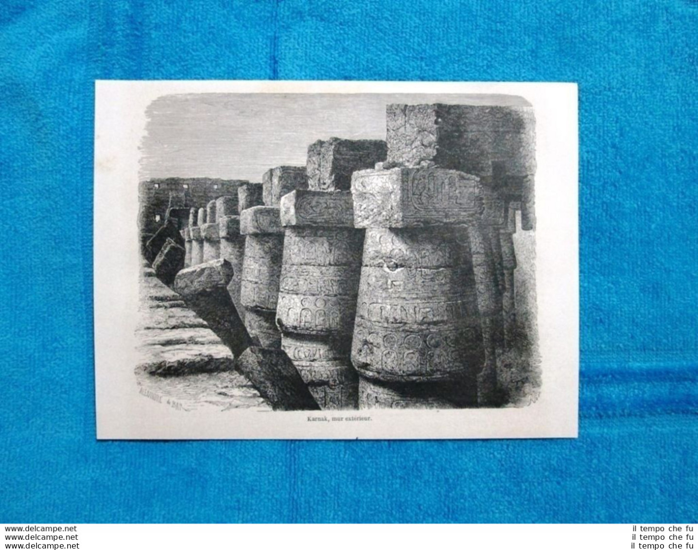 Gravure Année 1863 - Karnak: Mur Exterieur - Muro Esterno (Egypte - Egitto) - Ante 1900