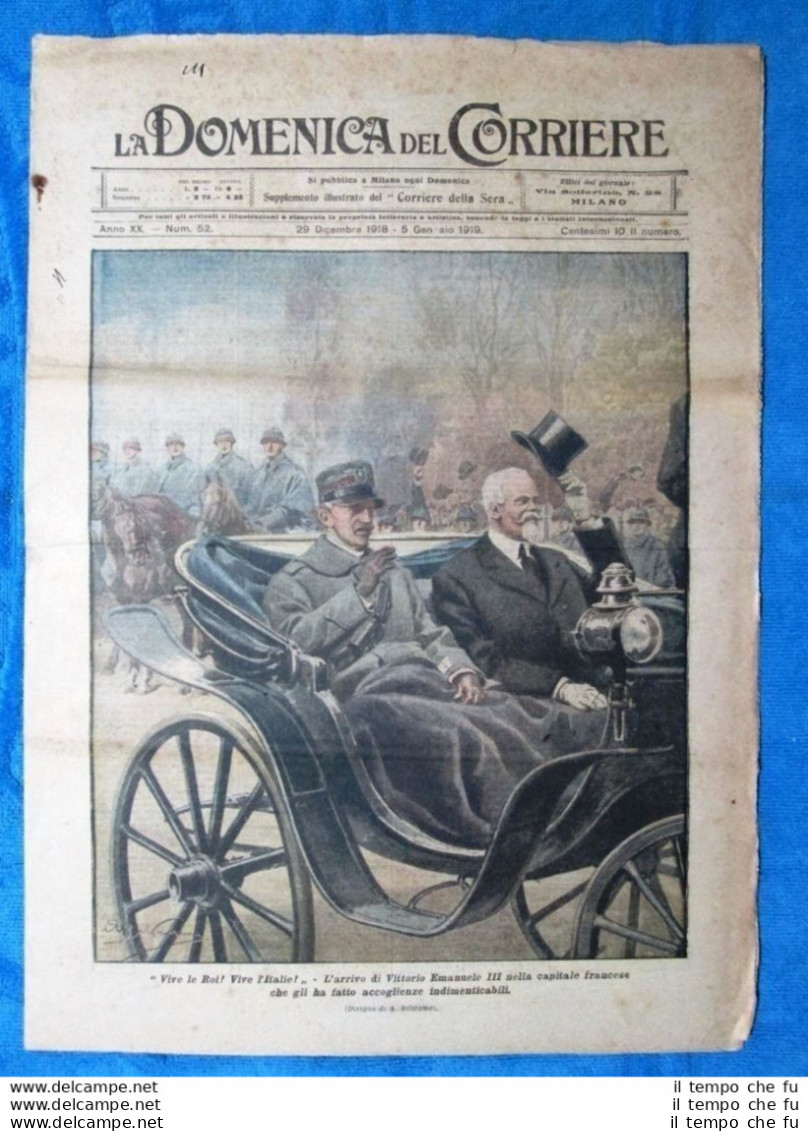 La Domenica Del Corriere 5 Gennaio 1919 WW1 Vitt.Emanuele III - S.Giovanni Medua - Altri & Non Classificati