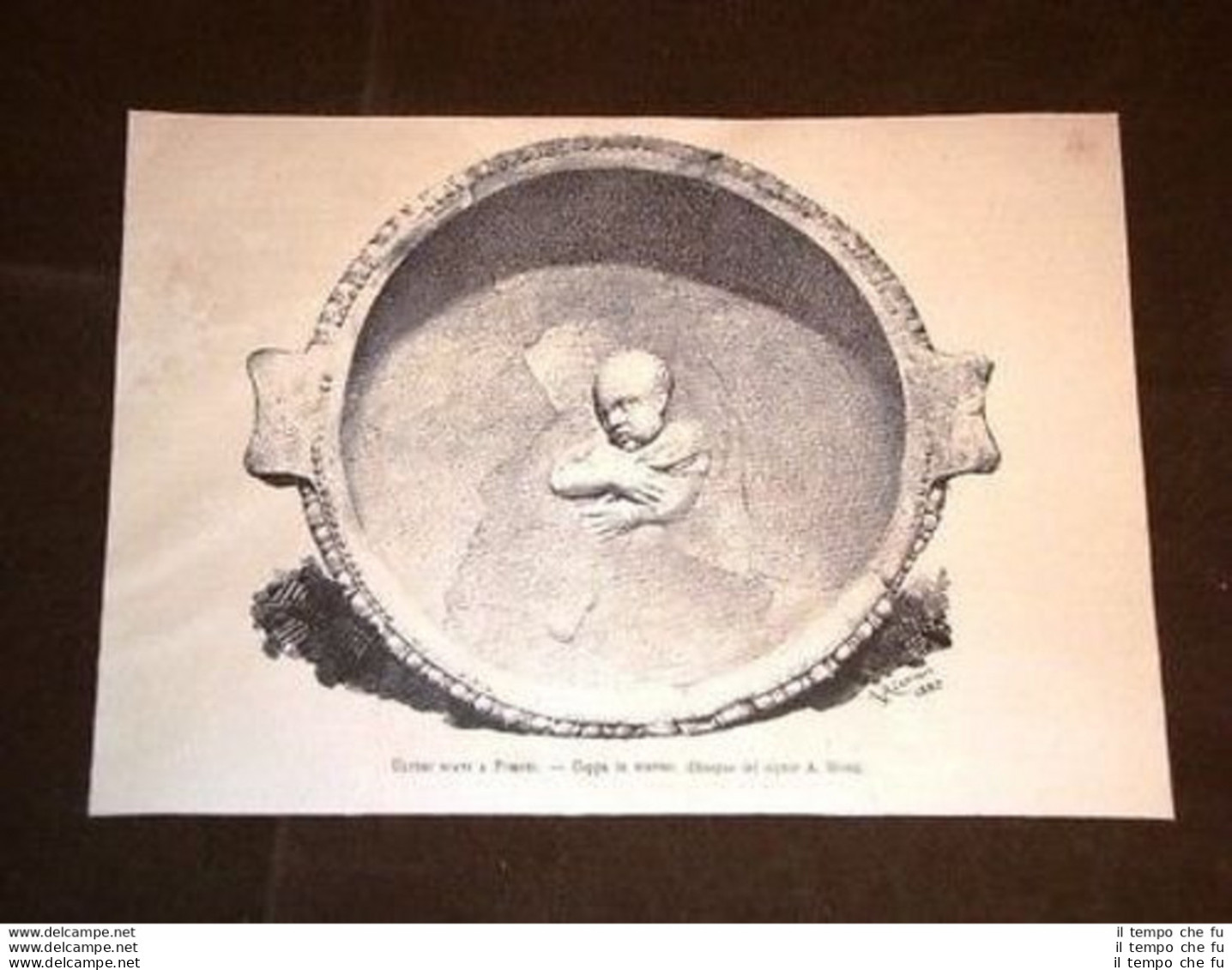 Scavi Di Pompei Coppa In Marmo Disegno Di A. Riera - Antes 1900