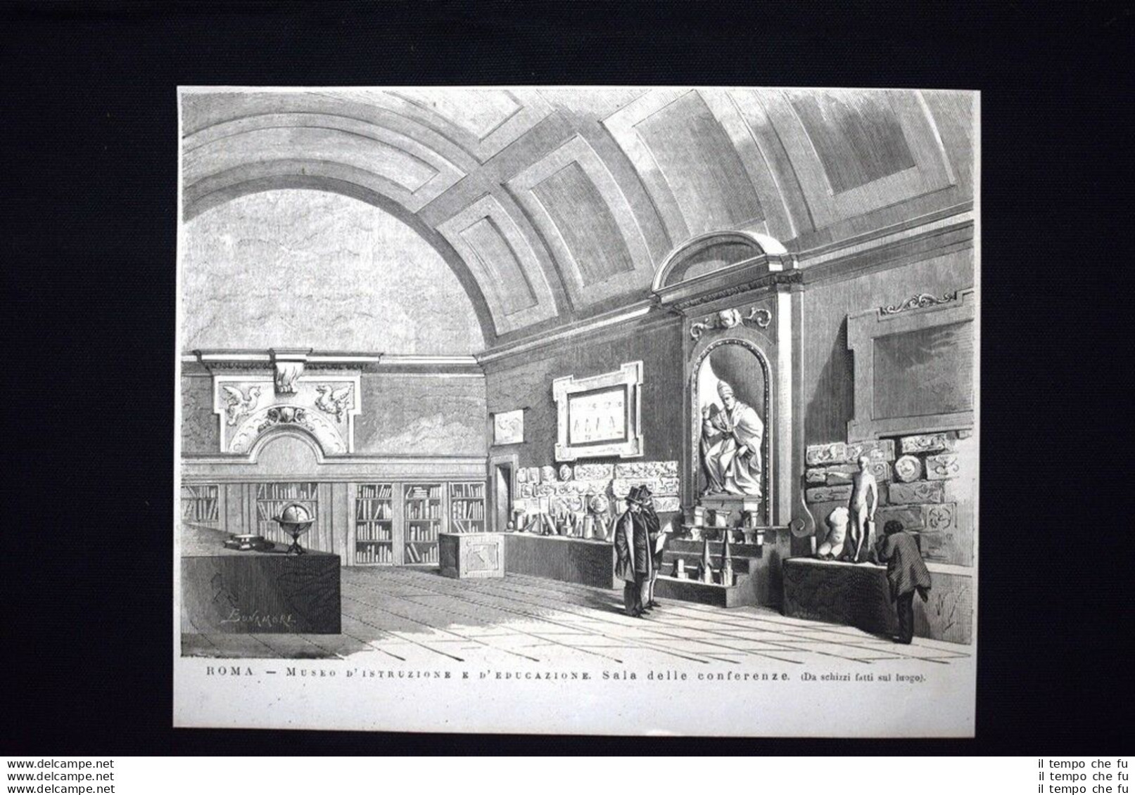 Roma-Museo D'istruzione E D'educazione.Sala Delle Conferenze Incisione Del 1876 - Avant 1900