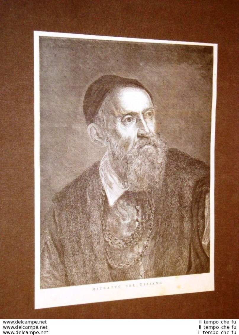 Incisione Del 1878 Rarissimo Ritratto Dell'artista Tiziano - Antes 1900