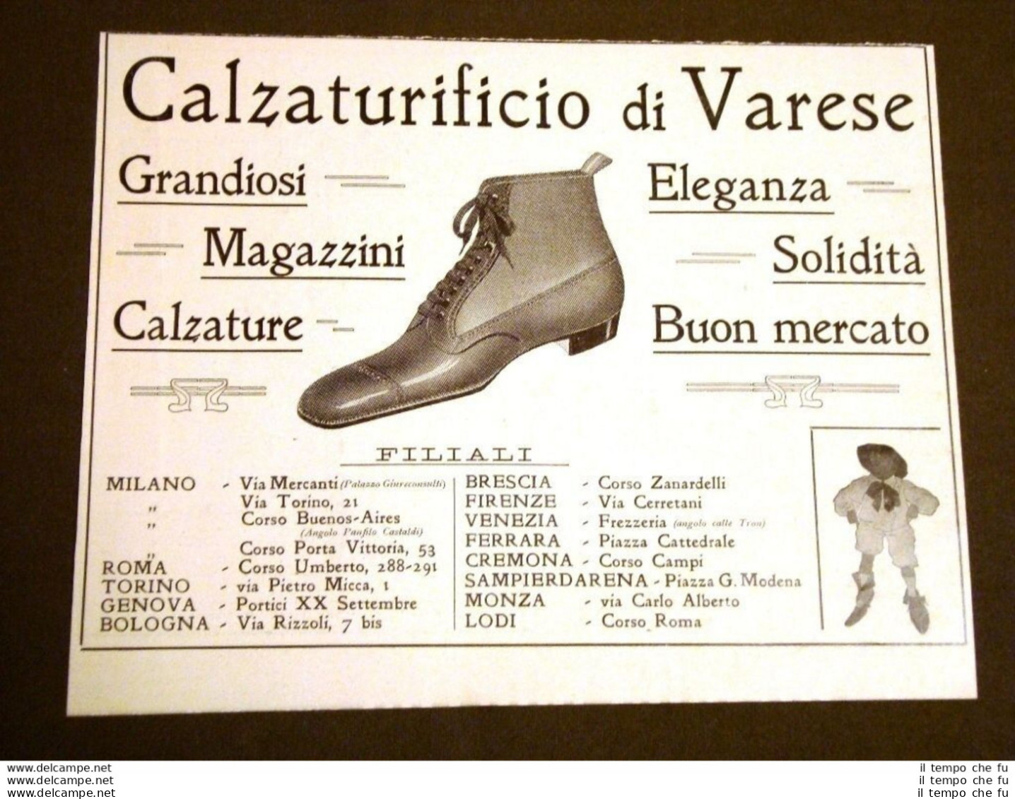 Pubblicità D'epoca Del 1911 Per Collezionisti Calzaturificio Di Varese Scarpe - Other & Unclassified