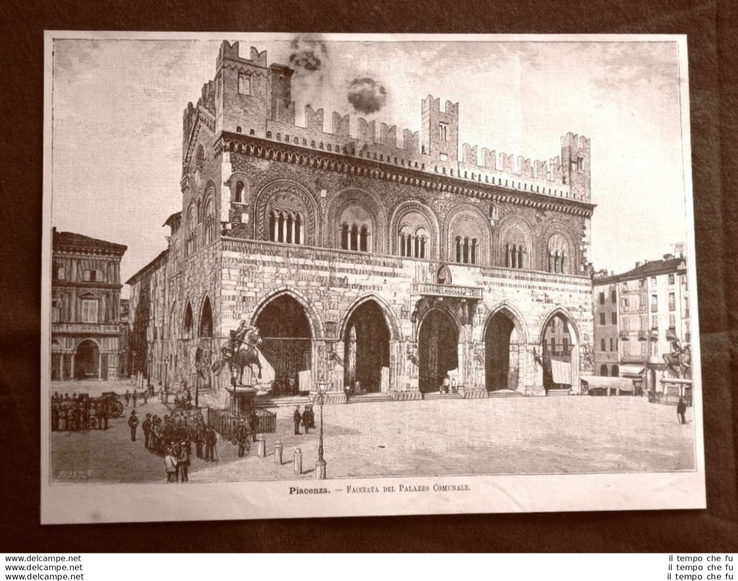 Incisione Del 1891 Piacenza, Facciata Del Palazzo Comunale - Emilia Romagna - Before 1900