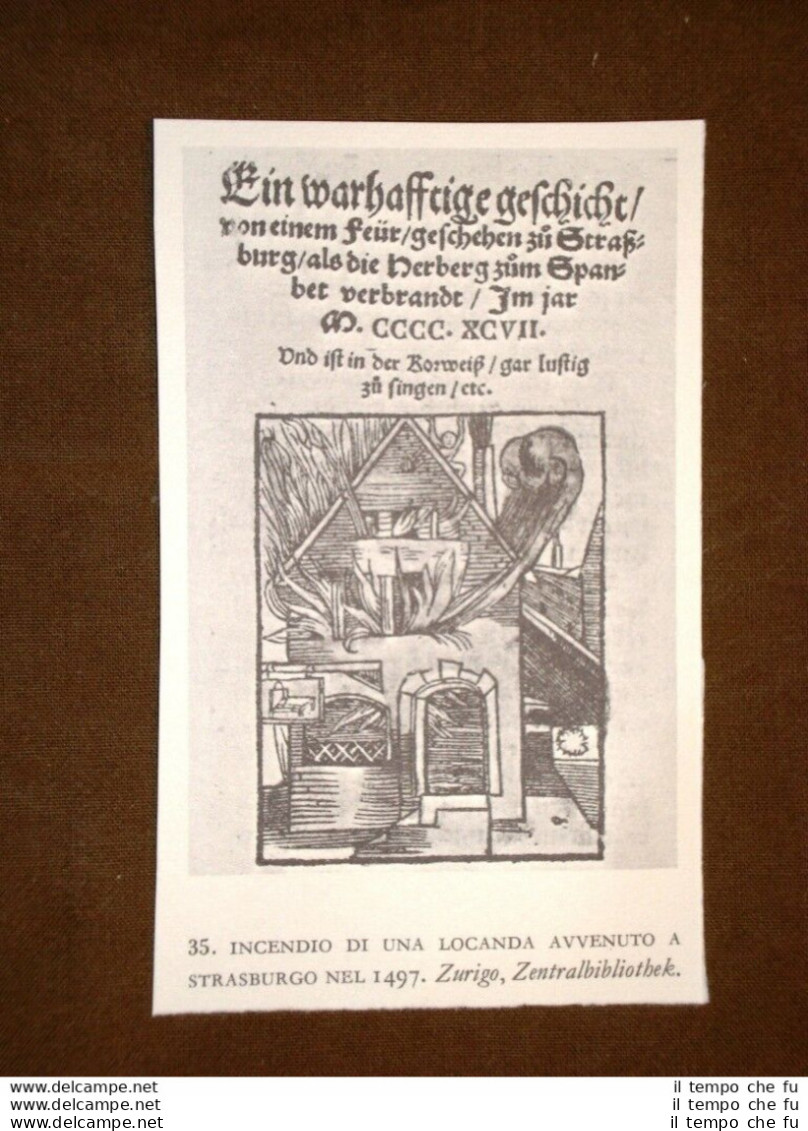 Incendio Di Una Locanda A Strasburgo Nel 1497 Zurigo Stampa Popolare Germania - Andere & Zonder Classificatie