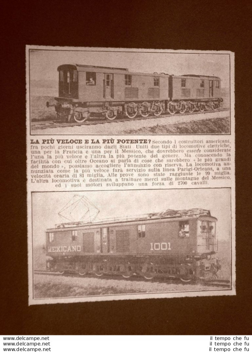 I Treni E Le Ferrovie Nel 1924 La Locomotiva Più Veloce E Quella Più Potente - Other & Unclassified