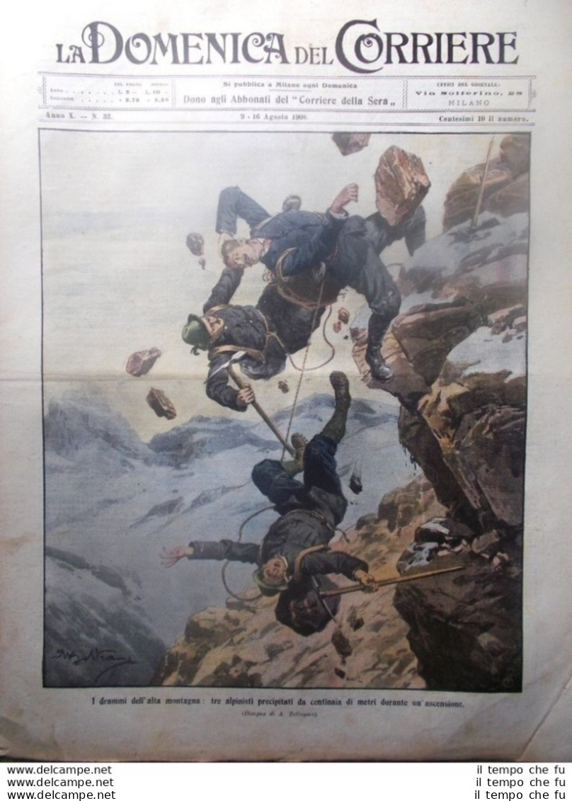 La Domenica Del Corriere 16 Agosto 1908 Libertà Turchia Quebec Porro Ganna Tour - Altri & Non Classificati