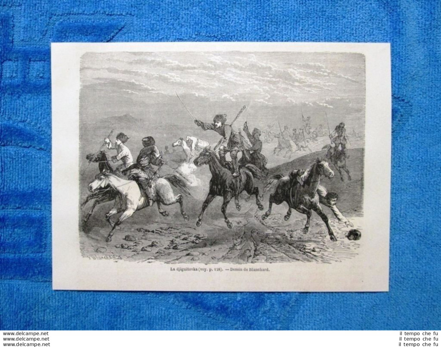 Gravure Année 1861 - La Djiguitovka - La Cavalerie Russe - La Cavalleria Russa - Avant 1900