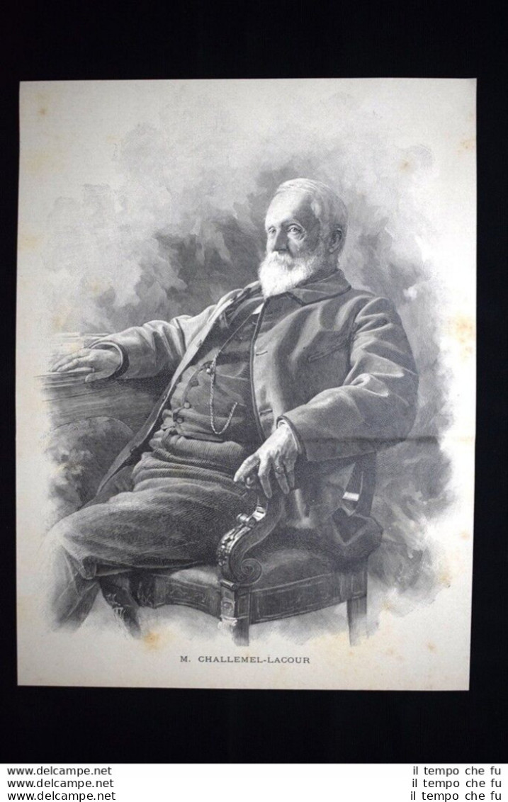 Presidente Senato Di Francia Paul Armand Challemel Lacour Incisione Del 1894 - Avant 1900