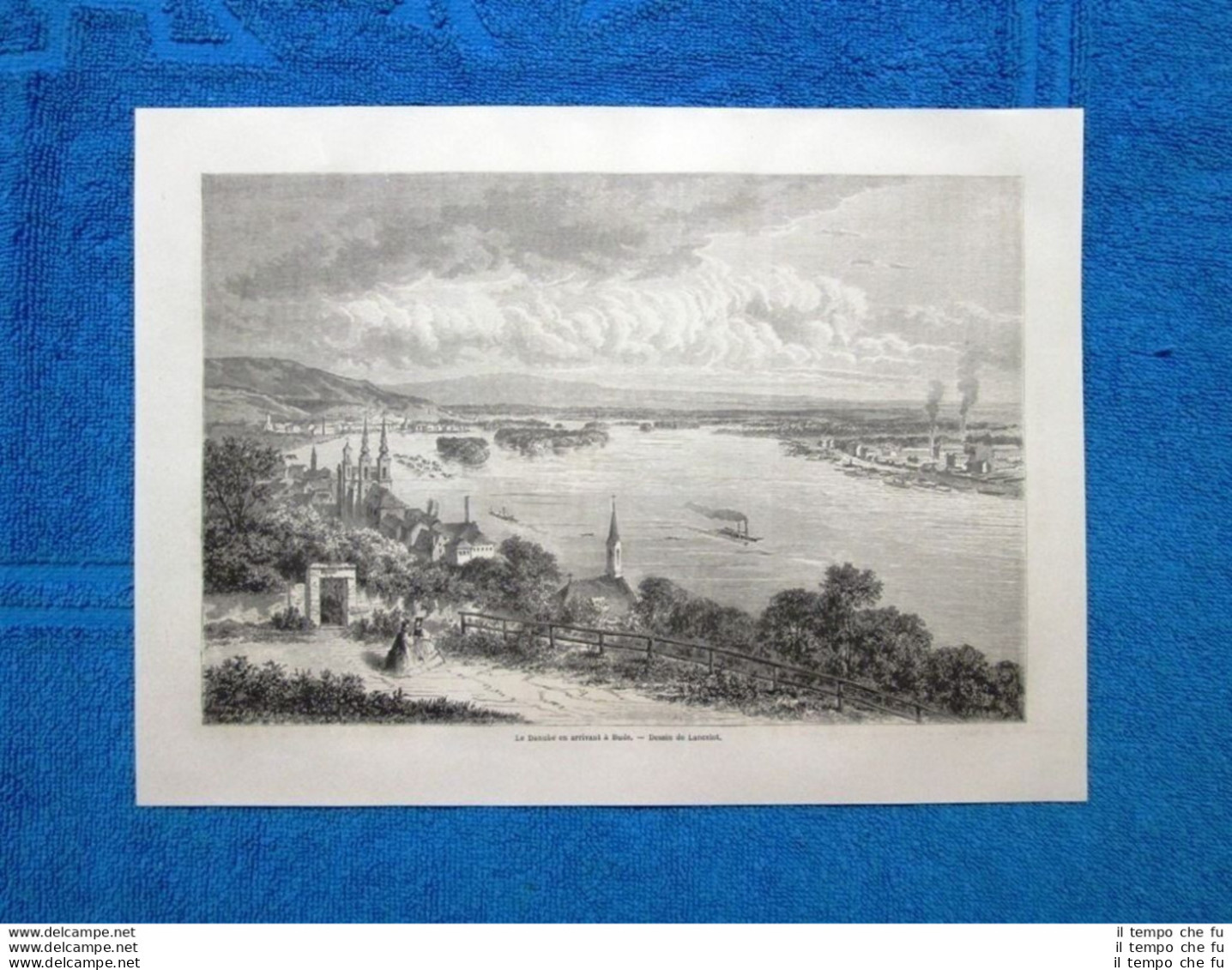Gravure Année 1865 - Le Danube En Arrivant à Bude - Il Danubio In Arrivo A Buda - Avant 1900
