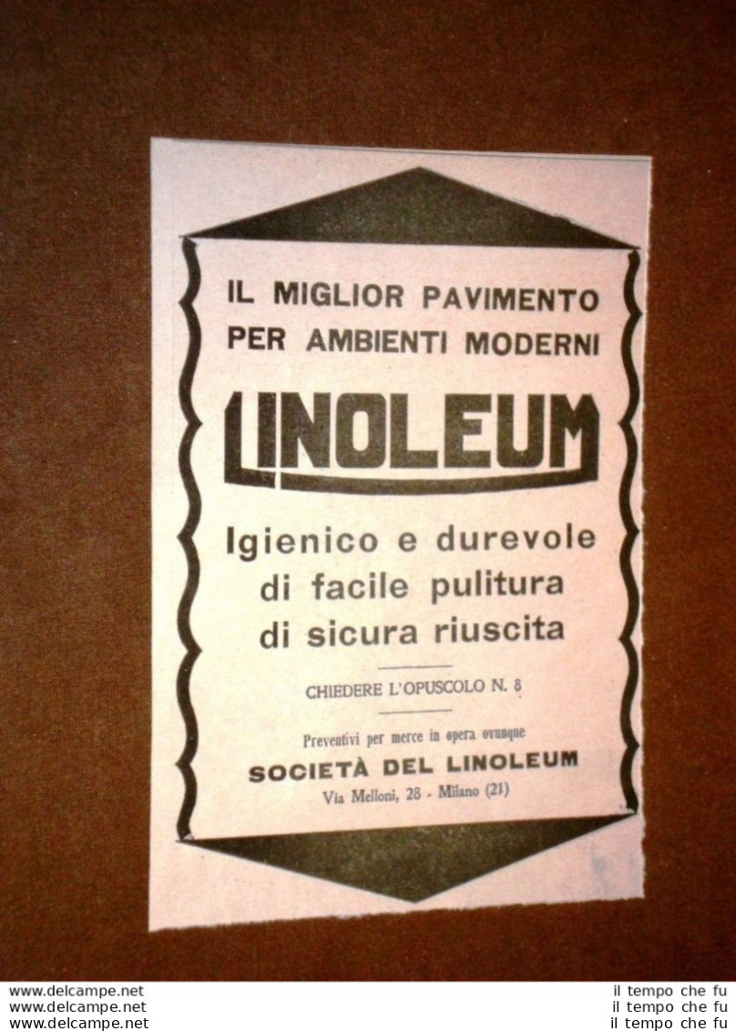 Pubblicità D'epoca Dei Primi Del '900 Pavimento Moderno Linoleum - Milano - Other & Unclassified