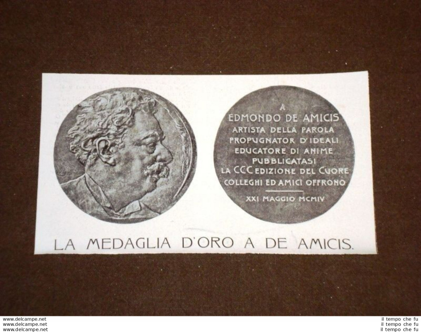 Medaglia D'oro A De Amicis Coniata Nel 1905 - Sonstige & Ohne Zuordnung