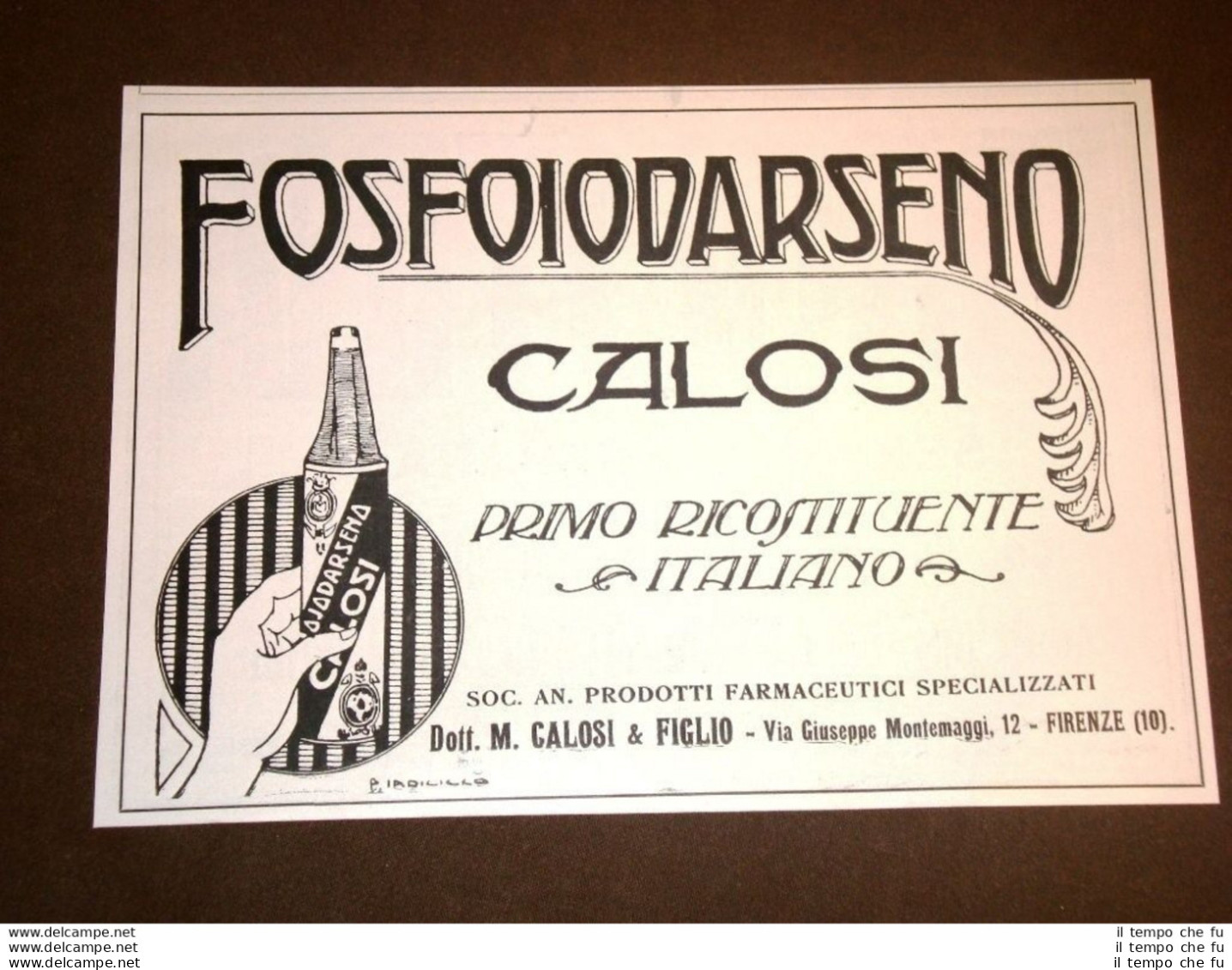 Rara Pubblicità Dei Primi Del 1900 Fosfoiodarseno Calosi E Idrolitina - Other & Unclassified