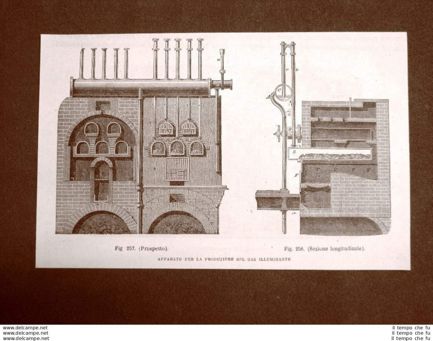Incisione Del 1875 Invenzione Apparato Per La Produzione Del Gas Illuminante - Before 1900