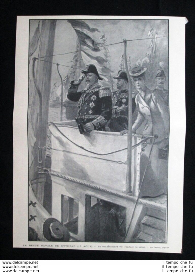 La Rivista Navale Di Spithead, 16 Agosto 1902: Re Edoardo VII Stampa Del 1902 - Sonstige & Ohne Zuordnung