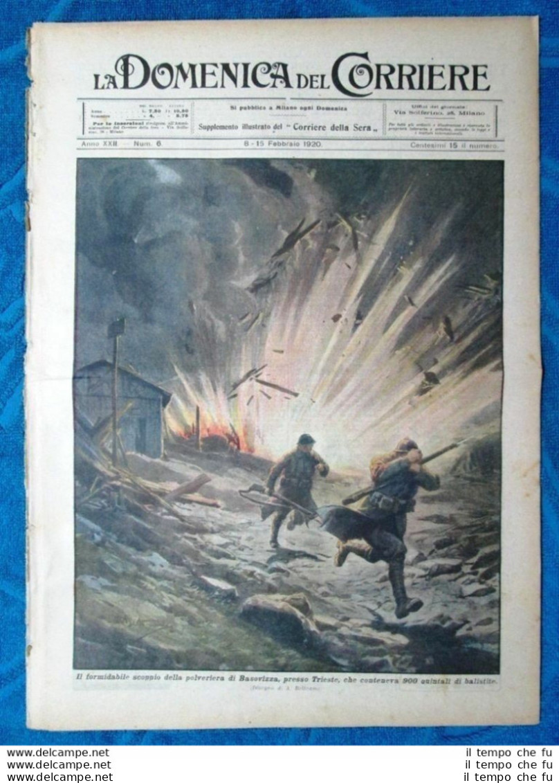 La Domenica Del Corriere 8 Febbraio 1920 Basovizza - Dirigibile - Sciopero Roma - Autres & Non Classés