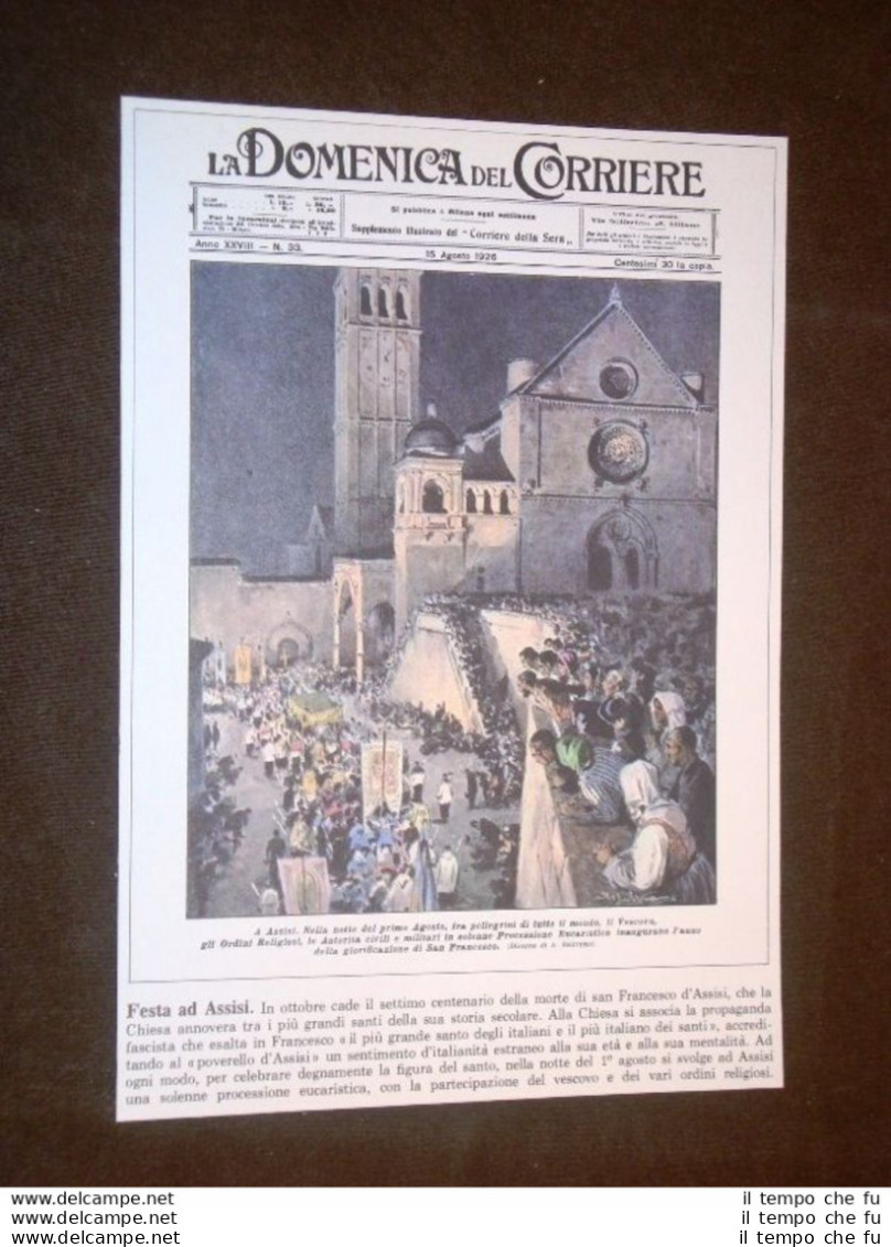 Anno 1926 Assisi Processione Per San Francesco Copertine Domenica Corriere - Andere & Zonder Classificatie