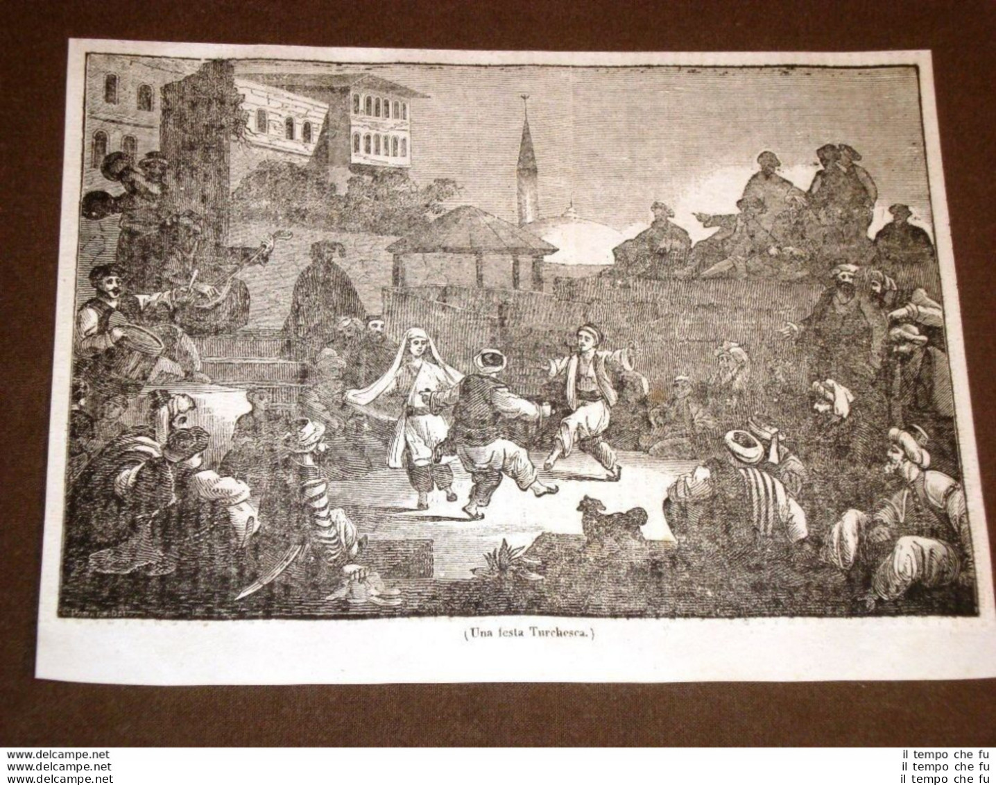 Rarissima Incisione Del 1836 Festa E Ballo In Turchia, Usanza Turchesca - Avant 1900